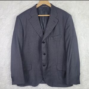 40R Eredi‎ Pisano Men Super 110s Black Pinstripe Loro Piana Wool Blazer Luxury
